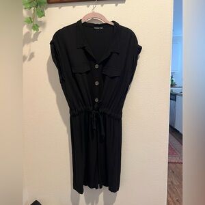 Cotton On Black Buttoned Tie Front Mini Dress